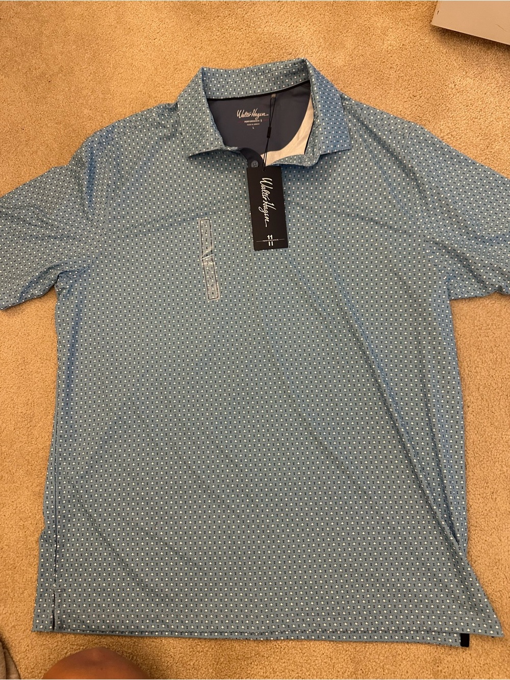 Walter Hagen Light Blue Microdot Golf Polo. Size L. New with Tags